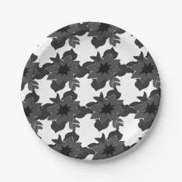 ミニマル装飾花抽象芸術模様 ペーパープレート
