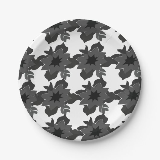ミニマル装飾花抽象芸術模様 ペーパープレート (正面)