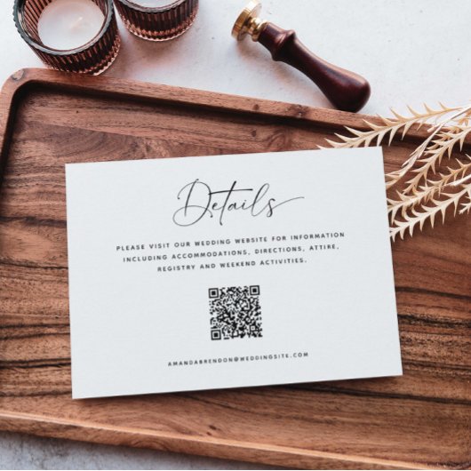 ミニマル詳細QRコ結婚ード エンクロージャーカード