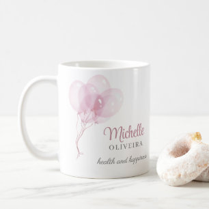 ミニマル誕生日ピンクバルーン彼女のためのマグカップ コーヒーマグカップ