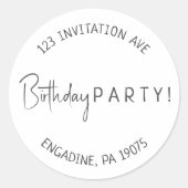 ミニマル誕生日差出人住所封筒用シール ラウンドシール (正面)