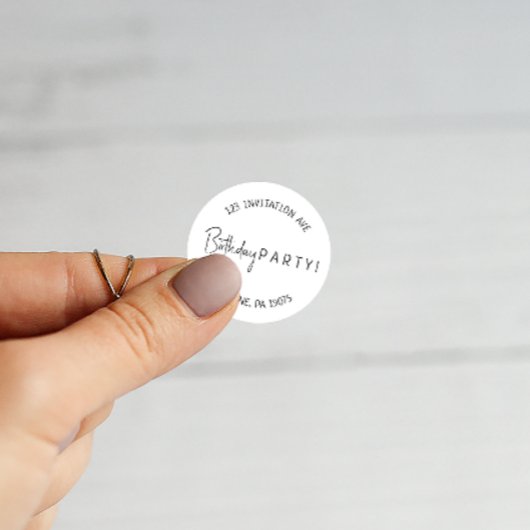 ミニマル誕生日差出人住所封筒用シール ラウンドシール