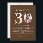 ミニマル誕生日30th、メンズデジタル30th 招待状<br><div class="desc">ミニマルなエビライト誕生日30th、メンズデジタル30th招待状と写真、エビト誕生日のための男性、黒金ゴールド、電子、編集可能</div>