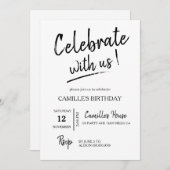 ミニマル誕生日 招待状 (正面/裏面)