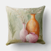 ミニマル調和 | 水彩の花瓶 クッション (裏面)