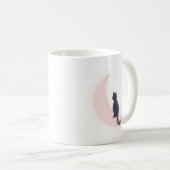 ミニマル謎チャーム三日月キャットピンク コーヒーマグカップ (正面右)