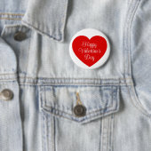 ミニマル赤いハートハッピーバレンタインデー 缶バッジ (インサイチュ)