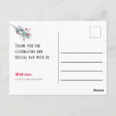 ミニマル赤と白フローラサンキューカード ポストカード (裏面)