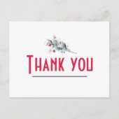 ミニマル赤と白フローラサンキューカード ポストカード (正面)