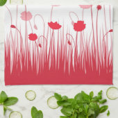 ミニマル赤と白リストポピーズメドウフローラ キッチンタオル (折り畳み)