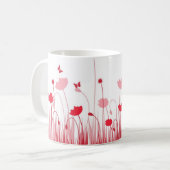 ミニマル赤と白リストポピーズメドウフローラ コーヒーマグカップ (正面左)
