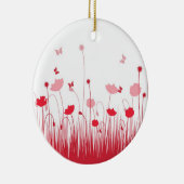 ミニマル赤と白リストポピーズメドウフローラ セラミックオーナメント (右)