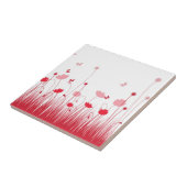 ミニマル赤と白リストポピーズメドウフローラ タイル (側面)