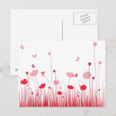ミニマル赤と白リストポピーズメドウフローラ ポストカード (正面/裏面)