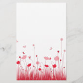 ミニマル赤と白リストポピーズメドウフローラ 便箋 (正面)
