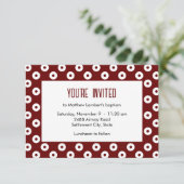 ミニマル赤と白主義のポルカドット洗礼 招待状 (スタンド正面)