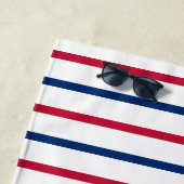 ミニマル赤と青のストライプパタモダンーン ビーチタオル (インサイチュ)