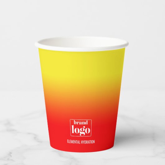 ミニマル赤イエローグラデーション要素ロゴ 紙コップ (正面)