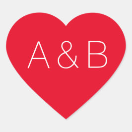 ミニマル赤カスタムイニシャルカップルのモノグラム ハートシール