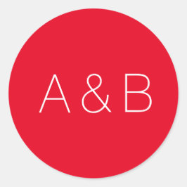 ミニマル赤カスタムイニシャルカップルのモノグラム ラウンドシール