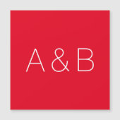 ミニマル赤カスタムイニシャルカップル磁石カード (正面)