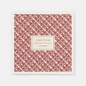 ミニマル赤二重中国の幸福結婚ズ スタンダードカクテルナプキン (正面)