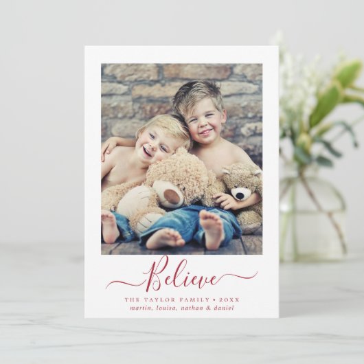 ミニマル赤信じ宗教ポートレート写真 シーズンカード (スタンド正面)