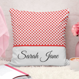 ミニマル赤水玉模様スクリプトカスタム クッション