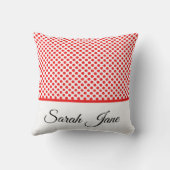 ミニマル赤水玉模様スクリプトカスタム クッション (裏面)