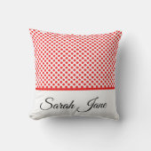 ミニマル赤水玉模様スクリプトカスタム クッション (正面)