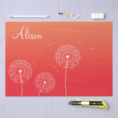 ミニマル赤白タンポポ名かわいいフローラ 薄葉紙 (クラフト)