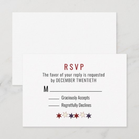 ミニマル赤白青星 出欠カード (正面/裏面)