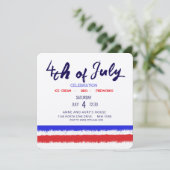 ミニマル赤白青7月4日パーティー 招待状 (スタンド正面)