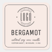ミニマル赤面あなたのロゴ縁どキャンドルラベルを追加 スクエアシール (正面)