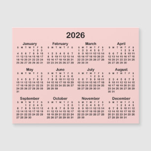 ミニマル赤面とブラック2026磁気カレンダー