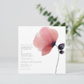 ミニマル赤面ウォーターカラーポピー結婚ズ 招待状 (スタンド正面)