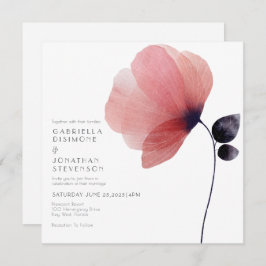ミニマル赤面ウォーターカラーポピー結婚ズ 招待状