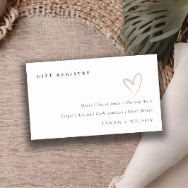 ミニマル赤面シンプルハート結婚ギフト原簿 エンクロージャーカード