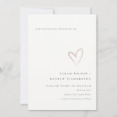 ミニマル赤面シンプルピンクハート日付カードを保存 サンキューカード (正面)