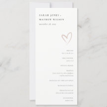 ミニマル赤面シンプルピンクハート結婚式 プログラム