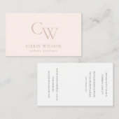 ミニマル赤面シンプルピンクモノグラムイニシャル 名刺 (正面/裏面)