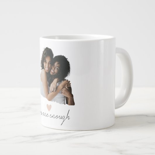 ミニマル赤面ハートマグ – あなたは十分 ジャンボコーヒーマグカップ (正面右)