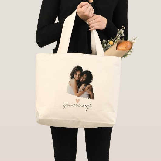 ミニマル赤面ハート – 十分 –  ラージトートバッグ (正面(商品))