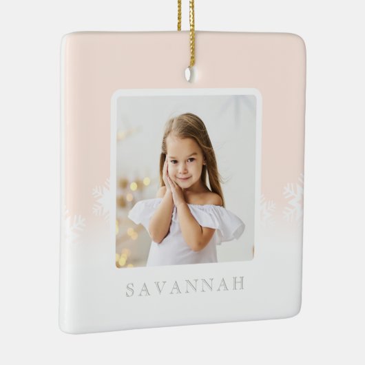 ミニマル赤面ピグラデーションンク&スノーフレーク2枚 セラミックオーナメント (右)