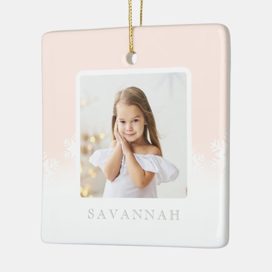 ミニマル赤面ピグラデーションンク&スノーフレーク2枚 セラミックオーナメント (左)