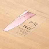 ミニマル赤面ピンクアゲイト40歳の誕生日 アクリル招待状 (レイダウン)