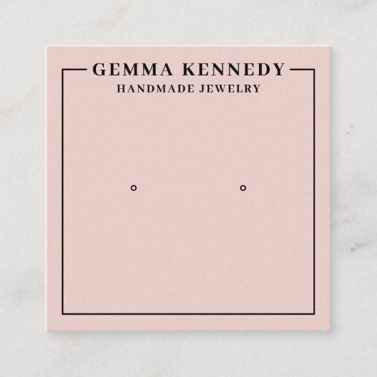 ミニマル赤面ピンクイヤリングディスプレイカード スクエア名刺 (正面)