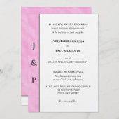 ミニマル赤面ピンクウォーターカラーグレーモノグラム 招待状 (正面/裏面)