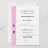 ミニマル赤面ピンクウォーターカラーグレーモノグラム 招待状 (正面)