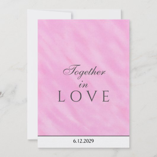 ミニマル赤面ピンクウォーターカラーグレーモノグラム 招待状 (裏面)